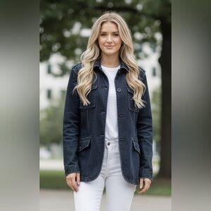 Armani Exchange Women’s Denim Chore Jacket Mock Collar Sz M Country Barn Outdoor